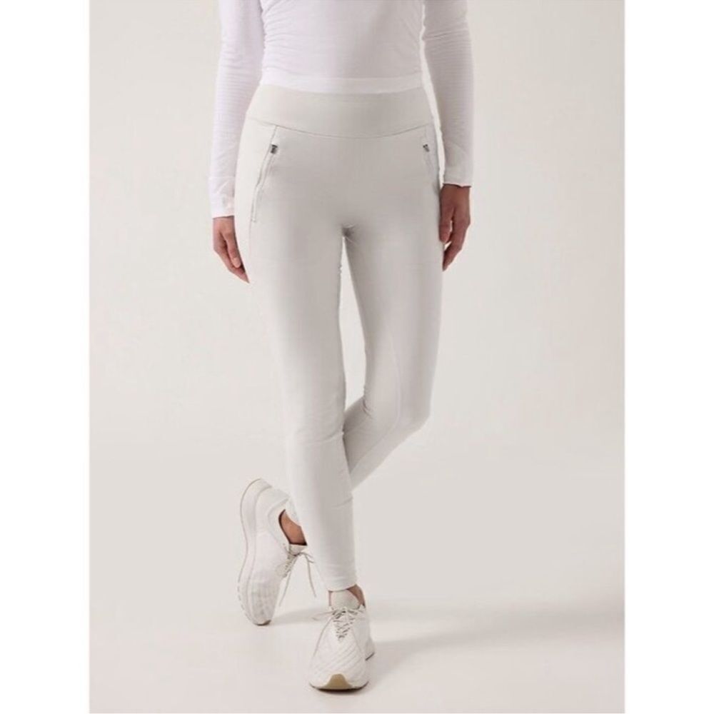 Athleta Peak Hybrid Fleece Tights in Birch Grey S